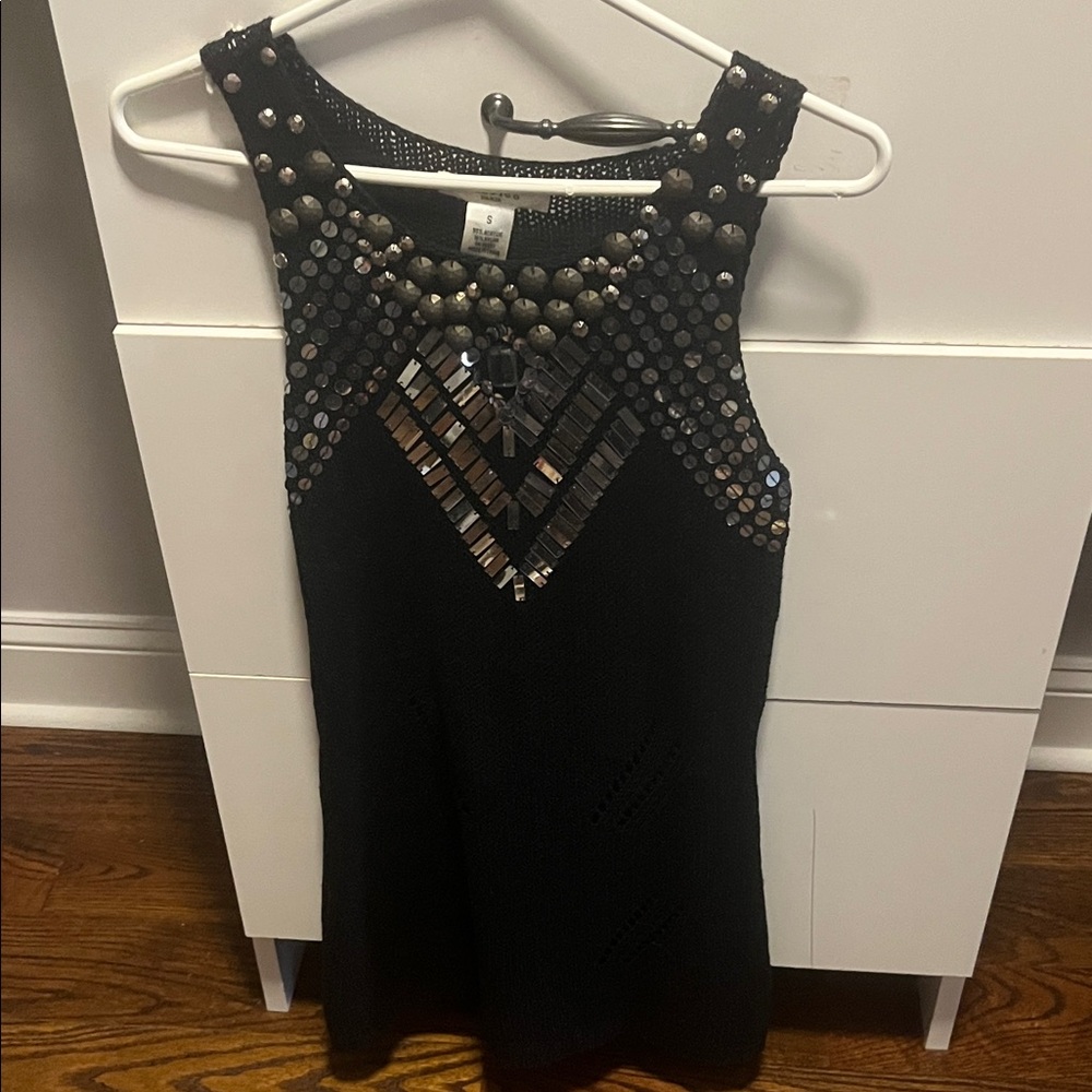 Vertigo Paris Black Dress with Silver Embellishments